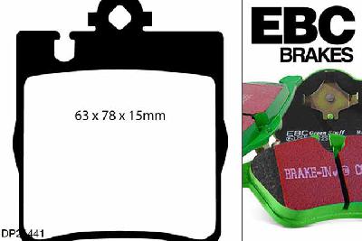 DP21441, Mercedes CLK (C209), CLK240 (2.6) 2002-2005, EBC Greenstuff remblokken set achteras, Voor modellen met ATE remklauwen aan de achteras, Voor modellen met remschijf diameter van 290mm aan de achteras