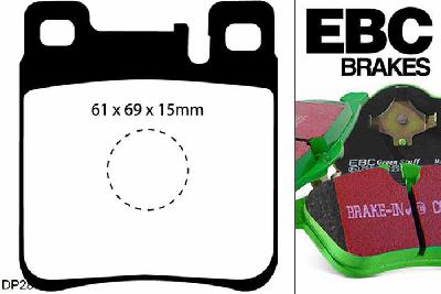 DP2887, Mercedes E-Class (W210), E280 1996-2002, EBC Greenstuff remblokken set achteras, Voor modellen met ATE remklauwen aan de achteras, Voor modellen met remschijf diameter van 290mm aan de achteras