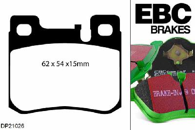 DP21026, Mercedes SLK (R170), SLK230K (2.3 Supercharged) ASR 193 PK 1996-2000, EBC Greenstuff remblokken set achteras, Voor modellen met ATE remklauwen aan de achteras, Voor modellen met remschijf diameter van 278mm aan de achteras