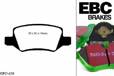 DP21438, Mercedes Vaneo, 1.6 2002-2006, EBC Greenstuff remblokken set achteras, Voor modellen met remschijf diameter van 258mm aan de achteras