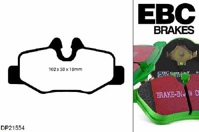 DP21554, Mercedes Viano, 2.0 TD 2004-2005, EBC Greenstuff remblokken set achteras, Voor modellen met Bosch remklauwen aan de achteras, Voor modellen met remschijf diameter van 296mm aan de achteras