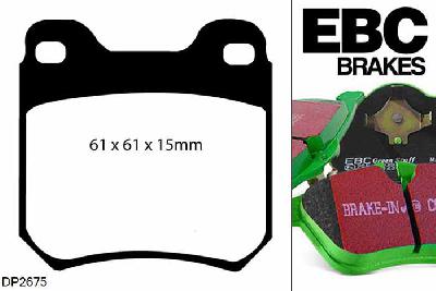 DP2675, Opel Vectra, 2.0 TD 1999-2002, EBC Greenstuff remblokken set achteras, Voor modellen met ATE remklauwen aan de achteras, Voor modellen met remschijf diameter van 286mm aan de achteras