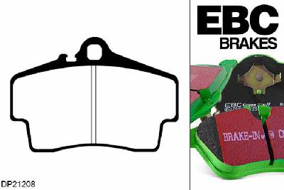 DP21208, Porsche Boxster (Cast Iron Discs only), 2.5 1997-1999, EBC Greenstuff remblokken set achteras, Voor modellen met Brembo remklauwen aan de achteras, Voor modellen met remschijf diameter van 292mm aan de achteras