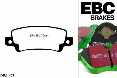 DP21458, Toyota Corolla, 1.8 Compressor (ZZE123) 215 PK 2006-2007, EBC Greenstuff remblokken set achteras, Voor modellen met remschijf diameter van 280mm aan de achteras