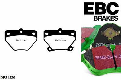 DP21326, Toyota Yaris, 1.4 D (ABS) (NLP10) 1999-2006, EBC Greenstuff remblokken set achteras, Voor modellen met Sumitomo remklauwen aan de achteras, Voor modellen met remschijf diameter van 268mm aan de achteras