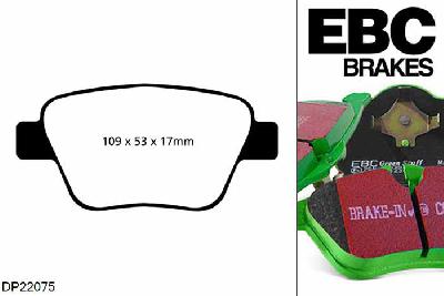 DP22075, VW Scirocco, 1.4 Turbo 122 PK 2009-, EBC Greenstuff remblokken set achteras, Voor modellen met Bosch remklauwen aan de achteras, Voor modellen met remschijf diameter van 272mm aan de achteras