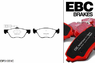 DP31061C, Alfa Romeo 166, 2.4 TD 1998-2008, EBC Redstuff remblokken set vooras, Voor modellen met ATE remklauwen aan de vooras, Voor modellen met een remschijf diameter 281mm