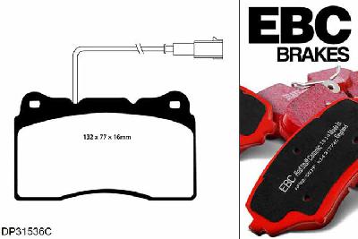 DP31536C, Alfa Romeo 166, 2.5 1998-2008, EBC Redstuff remblokken set vooras, Voor modellen met Brembo remklauwen aan de vooras, Voor modellen met een remschijf diameter 310mm
