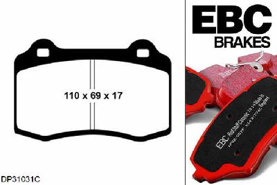 DP31031C, Alfa Romeo GTV, 3.0 1997-2003, EBC Redstuff remblokken set vooras, Voor modellen met Brembo remklauwen aan de vooras, Voor modellen met een remschijf diameter 305mm