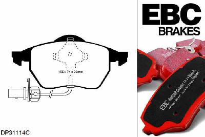 DP31114C, Audi A4 quattro (B5), 1.9 TDI 1999-2001, EBC Redstuff remblokken set vooras, Voor modellen met ATE remklauwen aan de vooras, Voor modellen met een remschijf diameter 288mm