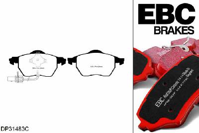 DP31483C, Audi A4 quattro (B7), 2.0 TDI 140 PK 2004-2008, EBC Redstuff remblokken set vooras, Voor modellen met ATE remklauwen aan de vooras, Voor modellen met een remschijf diameter 288mm