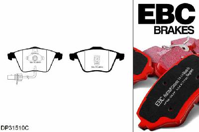 DP31510C, Audi A6 quattro (C5/4B), 2.7 Twin Turbo (4 Pad Set) 1999-2004, EBC Redstuff remblokken set vooras, Voor modellen met ATE remklauwen aan de vooras, Voor modellen met een remschijf diameter 321mm