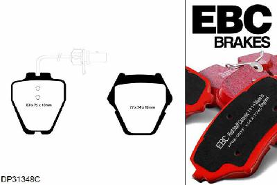 DP31348C, Audi A6 quattro (C5/4B), 4.2 300 PK 1999-2004, EBC Redstuff remblokken set vooras, Voor modellen met Girling/TRW remklauwen aan de vooras, Voor modellen met een remschijf diameter 321mm