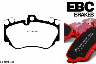 DP31905C, Audi A8 quattro (D3/4E), 6.0 W12 450 PK 2005-2009, EBC Redstuff remblokken set vooras, Voor modellen met Brembo remklauwen aan de vooras, Voor modellen met een remschijf diameter 385mm