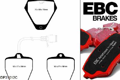 DP31012C, Audi S/RS S8, 4.2 (Armoured) 340 PK 1998-1999, EBC Redstuff remblokken set vooras, Voor modellen met Girling/TRW remklauwen aan de vooras, Voor modellen met een remschijf diameter 323mm
