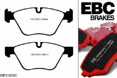 DP31600C, BMW 1 Series (E87), 123 d (2.0 TD) 2007-2010, EBC Redstuff remblokken set vooras, Voor modellen met ATE remklauwen aan de vooras, Voor modellen met een remschijf diameter 330mm