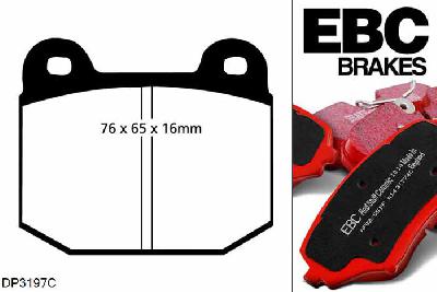 DP3197C, BMW 3 Series (E21), 316 (1.6) 1979-1982, EBC Redstuff remblokken set vooras, Voor modellen met ATE remklauwen aan de vooras, Voor modellen met een remschijf diameter 255mm