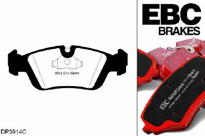 DP3914C, BMW 3 Series (E36), 318 i (1.9) 1994-2001, EBC Redstuff remblokken set vooras, Voor modellen met ATE remklauwen aan de vooras, Voor modellen met een remschijf diameter 286mm