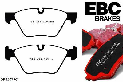 DP32077C, BMW 3 Series (E90) Sedan, 318 i (2.0) (Sport) 2005-2010, EBC Redstuff remblokken set vooras, Voor modellen met ATE remklauwen aan de vooras, Voor modellen met een remschijf diameter 300mm