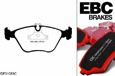 DP31089C, BMW 5 Series (E39), 520 i (2.2) Saloon 2000-2003, EBC Redstuff remblokken set vooras, Voor modellen met ATE remklauwen aan de vooras, Voor modellen met een remschijf diameter 296mm