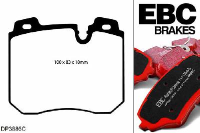 DP3886C, BMW 7 Series (E32), 750 (5.0) 1991-1994, EBC Redstuff remblokken set vooras, Voor modellen met ATE remklauwen aan de vooras, Voor modellen met een remschijf diameter 324mm