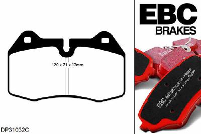 DP31032C, BMW 7 Series (E38), 730 (3.0 TD) 1998-2002, EBC Redstuff remblokken set vooras, Voor modellen met Brembo remklauwen aan de vooras, Voor modellen met een remschijf diameter 316mm