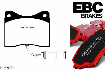 DP3753C, BMW M5, 3.5 (E28) 1985-1988, EBC Redstuff remblokken set vooras, Voor modellen met ATE remklauwen aan de vooras, Voor modellen met een remschijf diameter 300mm