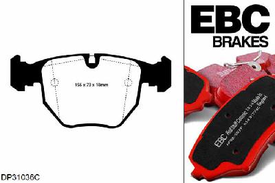 DP31036C, BMW X5, 4.4 (E53) 320 PK 2003-2007, EBC Redstuff remblokken set vooras, Voor modellen met ATE remklauwen aan de vooras, Voor modellen met een remschijf diameter 332mm