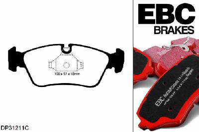 DP31211C, BMW Z4, 2.5 (E85) 192 PK 2003-2006, EBC Redstuff remblokken set vooras, Voor modellen met ATE remklauwen aan de vooras, Voor modellen met een remschijf diameter 286mm
