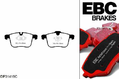 DP31416C, Cadillac BLS, 2.8 Turbo 276 PK 2009-2010, EBC Redstuff remblokken set vooras, Voor modellen met ATE remklauwen aan de vooras, Voor modellen met een remschijf diameter 302mm