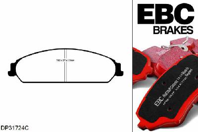 DP31724C, Chrysler 300C, 3.5 2004-2011, EBC Redstuff remblokken set vooras, Voor modellen met een remschijf diameter 345mm