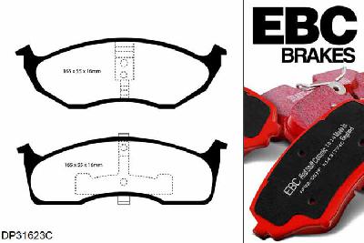 DP31623C, Chrysler 300M, 3.5 (Performance Pkg) 252 PK 1998-2004, EBC Redstuff remblokken set vooras, Voor modellen met een remschijf diameter 297mm
