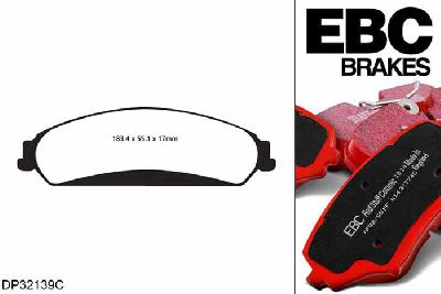 DP32139C, Dodge Challenger, 3.6 2011-, EBC Redstuff remblokken set vooras, Voor modellen met een remschijf diameter 345mm