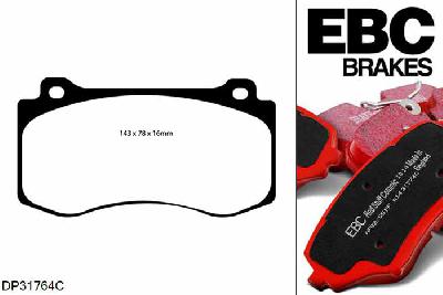DP31764C, Dodge Charger, 6.4 2012-2015, EBC Redstuff remblokken set vooras, Voor modellen met Brembo remklauwen aan de vooras, Voor modellen met een remschijf diameter 360mm
