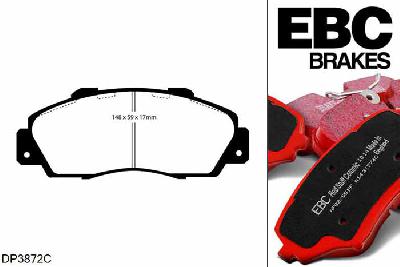DP3872C, Honda Civic (6th Gen), 1.8 VTi VTec (MB6) 1997-2001, EBC Redstuff remblokken set vooras, Voor modellen met Akebono remklauwen aan de vooras, Voor modellen met een remschijf diameter 282mm