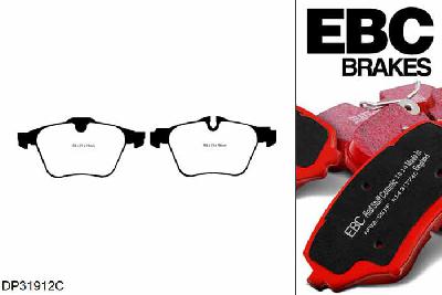 DP31912C, Jaguar XF (X250), 5.0 385 PK 2009-2012, EBC Redstuff remblokken set vooras, Voor modellen met ATE remklauwen aan de vooras, Voor modellen met een remschijf diameter 355mm