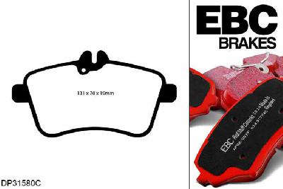 DP31580C, Mercedes B-Class (W245), B200D (2.0TD) 2005-2012, EBC Redstuff remblokken set vooras, Voor modellen met TRW remklauwen aan de vooras, Voor modellen met een remschijf diameter 288mm