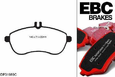 DP31989C, Mercedes C-Class (W204), C250 Sport Package 2009-2014, EBC Redstuff remblokken set vooras, Voor modellen met TRW remklauwen aan de vooras, Voor modellen met een remschijf diameter 295mm