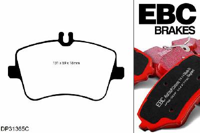 DP31365C, Mercedes C-Class Coupe (CL203), C230 K 2001-2008, EBC Redstuff remblokken set vooras, Voor modellen met Girling/TRW remklauwen aan de vooras, Voor modellen met een remschijf diameter 300mm