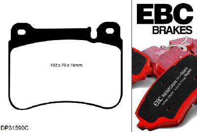 DP31590C, Mercedes C-Class Coupe (CL203), Models with Sport Package 2005-2008, EBC Redstuff remblokken set vooras, Voor modellen met Brembo remklauwen aan de vooras, Voor modellen met een remschijf diameter 330mm