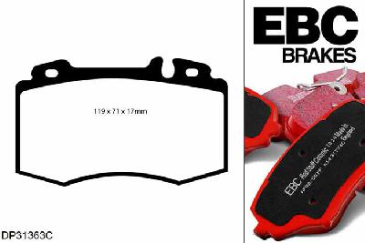 DP31363C, Mercedes CLS (C219), CLS350 2005-2010, EBC Redstuff remblokken set vooras, Voor modellen met Brembo remklauwen aan de vooras, Voor modellen met een remschijf diameter 330mm