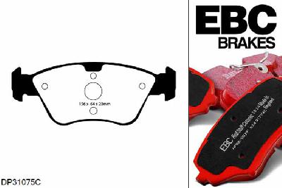 DP31075C, Mercedes E-Class (T210), E320 Estate 1997-2003, EBC Redstuff remblokken set vooras, Voor modellen met ATE remklauwen aan de vooras, Voor modellen met een remschijf diameter 300mm
