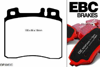 DP3963C, Mercedes S-Class (W140), S300 D 1996-1998, EBC Redstuff remblokken set vooras, Voor modellen met ATE remklauwen aan de vooras, Voor modellen met een remschijf diameter 320mm