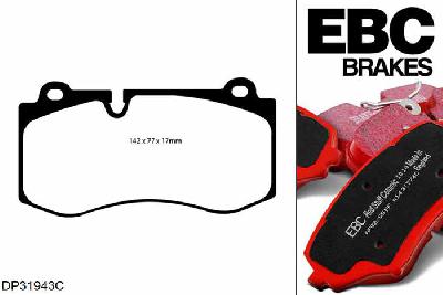 DP31943C, Mercedes S-Class (W221), S350 4-Matic AMG Sport Pkg 272 PK 2005-2013, EBC Redstuff remblokken set vooras, Voor modellen met Brembo remklauwen aan de vooras, Voor modellen met een remschijf diameter 350mm
