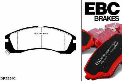 DP3954C, Mitsubishi Lancer Evo 1, 2.0 Turbo 1992-1994, EBC Redstuff remblokken set vooras, Voor modellen met Akebono remklauwen aan de vooras, Voor modellen met een remschijf diameter 275mm