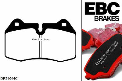 DP31644C, Nissan 350Z, 3.5 (Brembo) 2003-2009, EBC Redstuff remblokken set vooras, Voor modellen met Brembo remklauwen aan de vooras, Voor modellen met een remschijf diameter 324mm