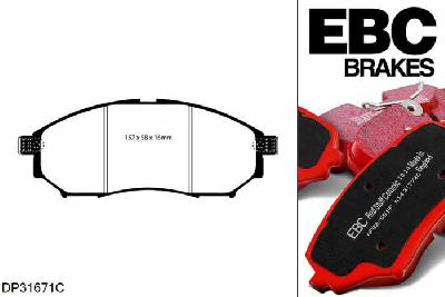 DP31671C, Nissan Qashqai +2, 1.6 TD 130 PK 2011-2014, EBC Redstuff remblokken set vooras, Voor modellen met Sumitomo remklauwen aan de vooras, Voor modellen met een remschijf diameter 320mm
