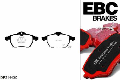 DP31443C, Opel Astra (G), 2.0 Turbo (OPC) 2002-2004, EBC Redstuff remblokken set vooras, Voor modellen met ATE remklauwen aan de vooras, Voor modellen met een remschijf diameter 308mm