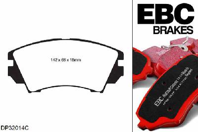 DP32014C, Opel Astra (J), 2.0 TD 160 PK 2012-2015, EBC Redstuff remblokken set vooras, Voor modellen met Mando remklauwen aan de vooras, Voor modellen met een remschijf diameter 321mm