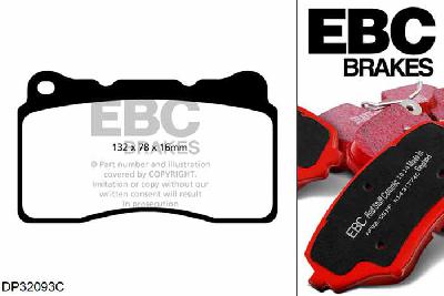 DP32093C, Opel Astra (J), 2.0 Turbo (OPC) 276 PK 2012-2015, EBC Redstuff remblokken set vooras, Voor modellen met Brembo remklauwen aan de vooras, Voor modellen met een remschijf diameter 355mm